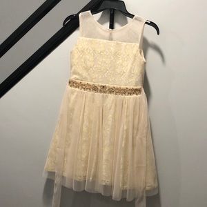Girls size 7 Ally B dress in champagne, brand new
